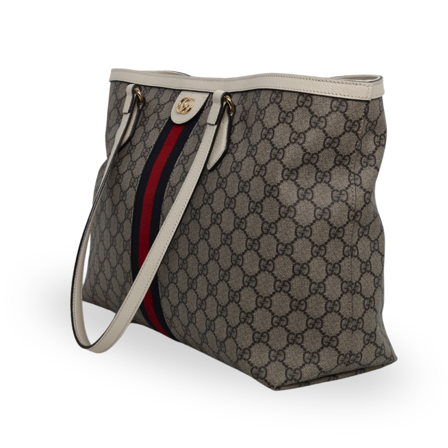 Gucci - GG Supreme Monogram Calfskin Medium Ophidia Beige/White (Pre-Owned)