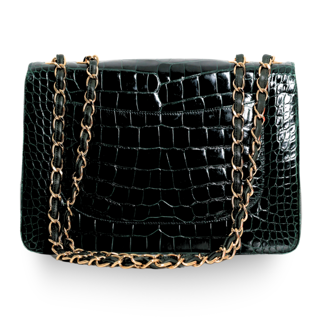 Chanel - Green Crocodile Large Classic Handbag Gold c. '05-'06 (Pre-Owned)