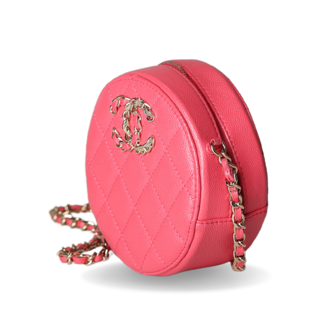 Chanel - Mini Coin Purse Coral Pink Quilted Caviar Leather (Pre-Owned)