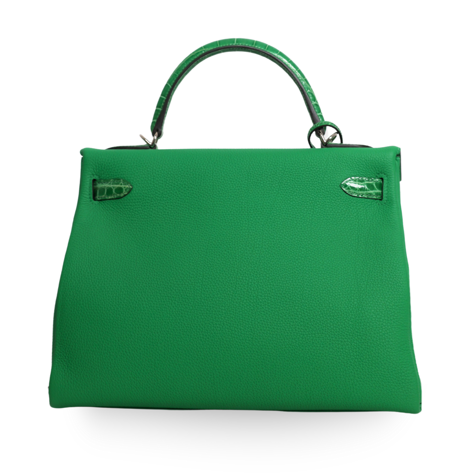 Hermes - Togo Kelly II Touch Retourne 32cm Green Crocodile Trim Palladium (Brand New)