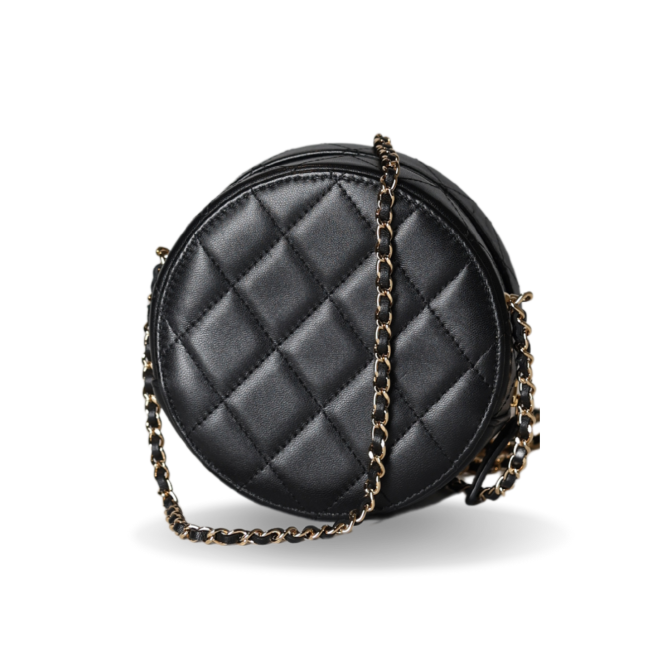 Chanel - Round Mini Coin Purse Metallic Gold Quilted Leather (Pre-Owned)