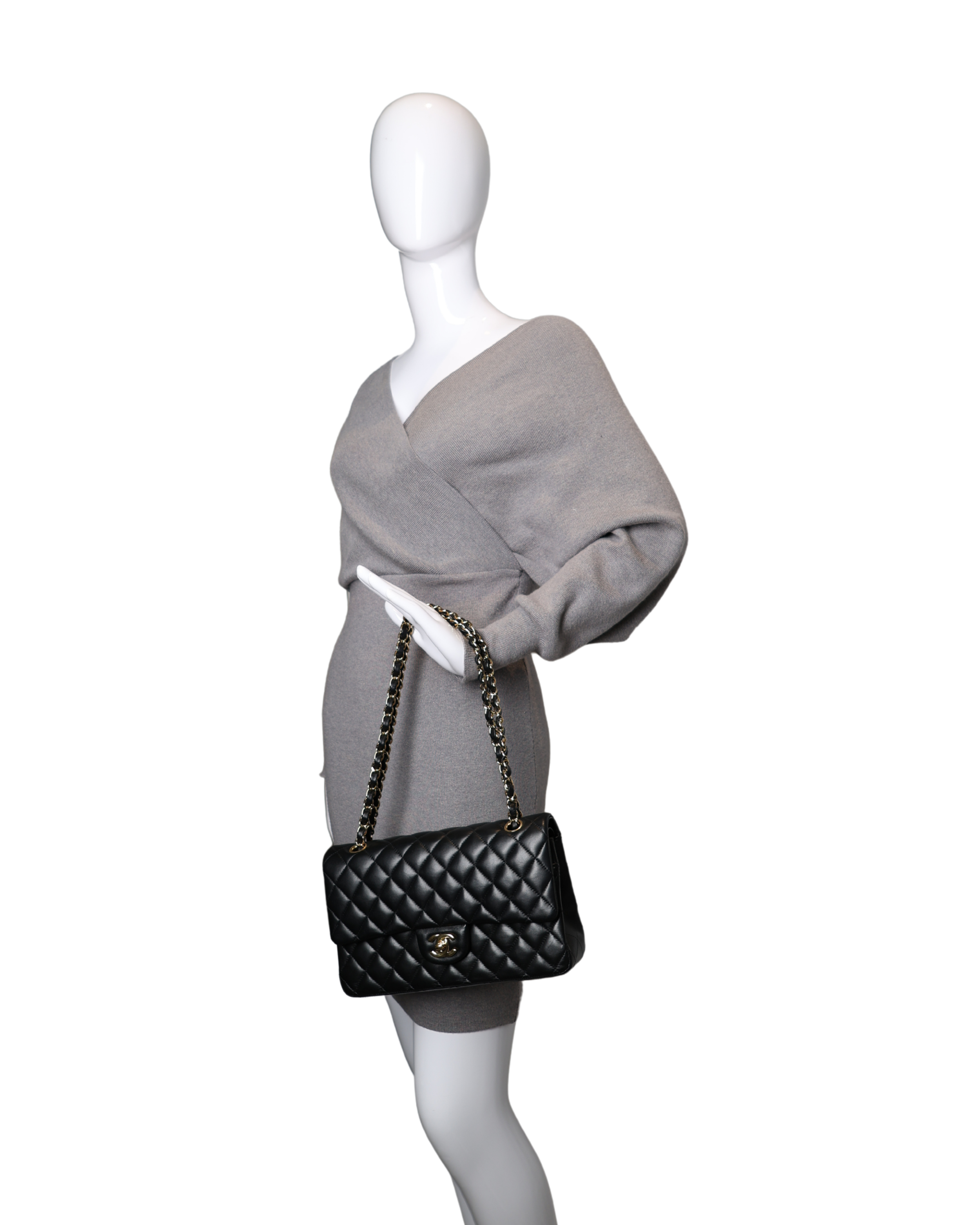 Chanel - Classic 11.12 Lambskin Black/Gold (Pre-Owned)