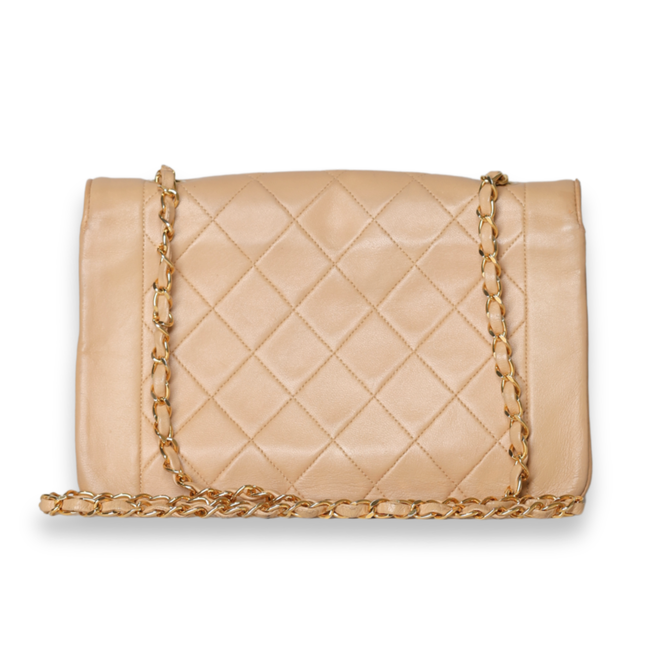 Chanel - Diana Bag Beige Quilted Lambskin Medium 24k (Pre-Owned)