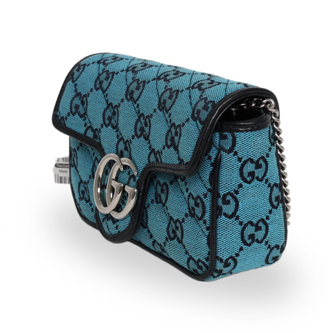 Gucci - Monogram Matelasse Diagonal Super Mini GG Marmont Light Blue (Pre-Owned)