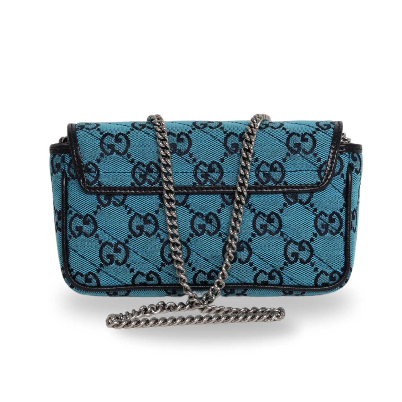 Gucci - Monogram Matelasse Diagonal Super Mini GG Marmont Light Blue (Pre-Owned)