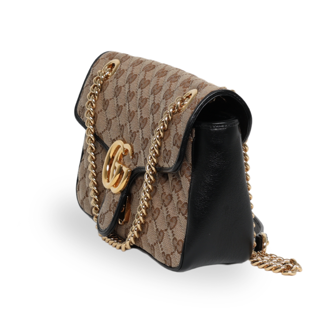 Gucci - Monogram Matelasse Diagonal Marmont Shoulder Bag Beige Black (Pre-Owned)