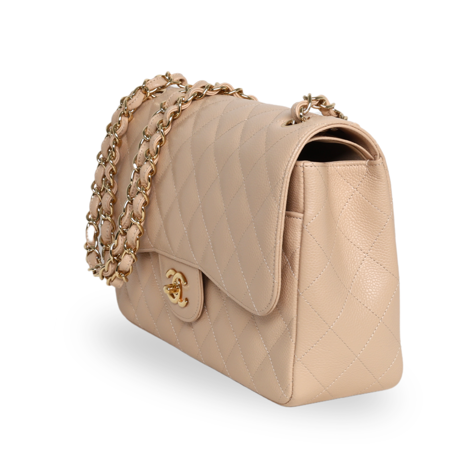 Chanel - Caviar Quilted Jumbo Double Flap Beige Clair (Pre-Owned)