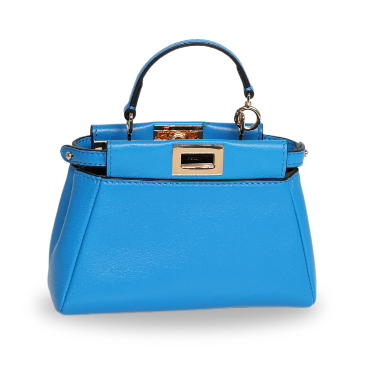 Fendi - Shiny Nappa Micro Peekaboo Iconic Satchel Blue Royal (Pre-Owned)