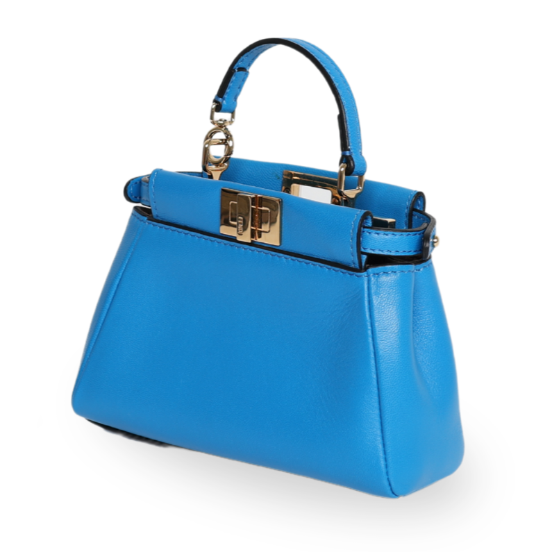 Fendi - Shiny Nappa Micro Peekaboo Iconic Satchel Blue Royal (Pre-Owned)