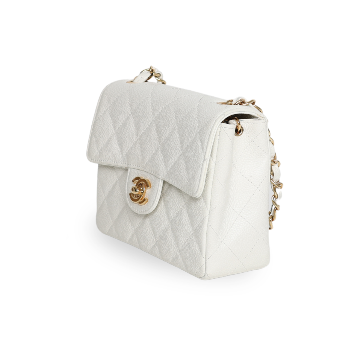 Chanel - Classic Mini Flap Bag White Caviar Leather (Pre-Owned)