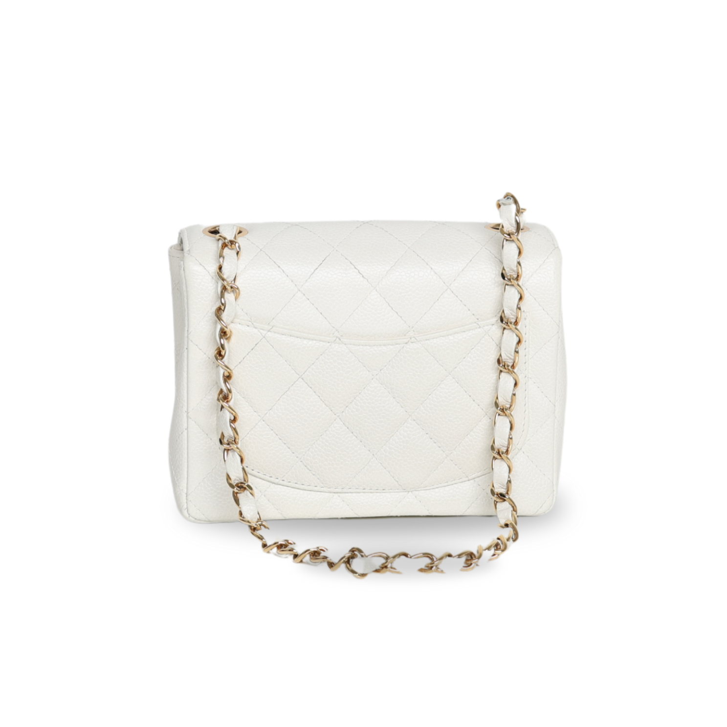 Chanel - Classic Mini Flap Bag White Caviar Leather (Pre-Owned)