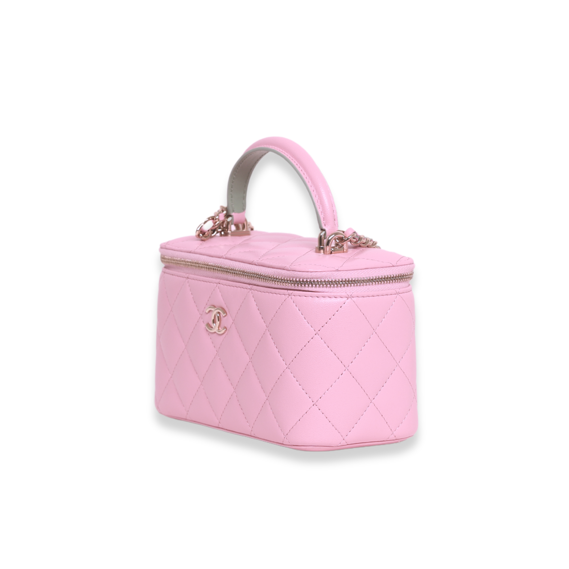 Chanel - Lambskin Quilted Small Top Handle Vanity Case Lilac (Pre-Owned)