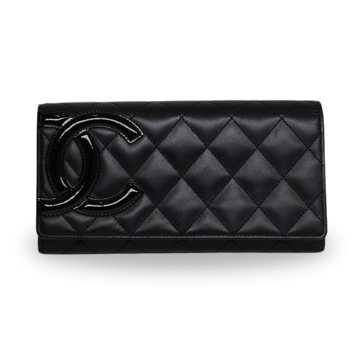 Chanel - Calfskin Quilted Cambon Gusset Flap Wallet Black (Pre-Owned)