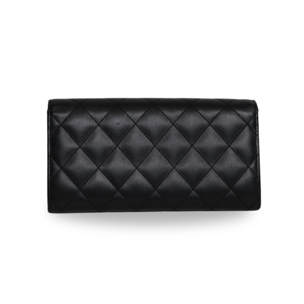 Chanel - Calfskin Quilted Cambon Gusset Flap Wallet Black (Pre-Owned)
