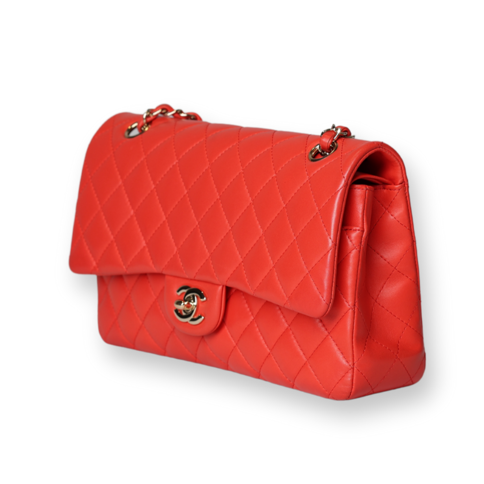 Chanel - Red Lambskin Medium Classic Double Flap (Pre-Owned)