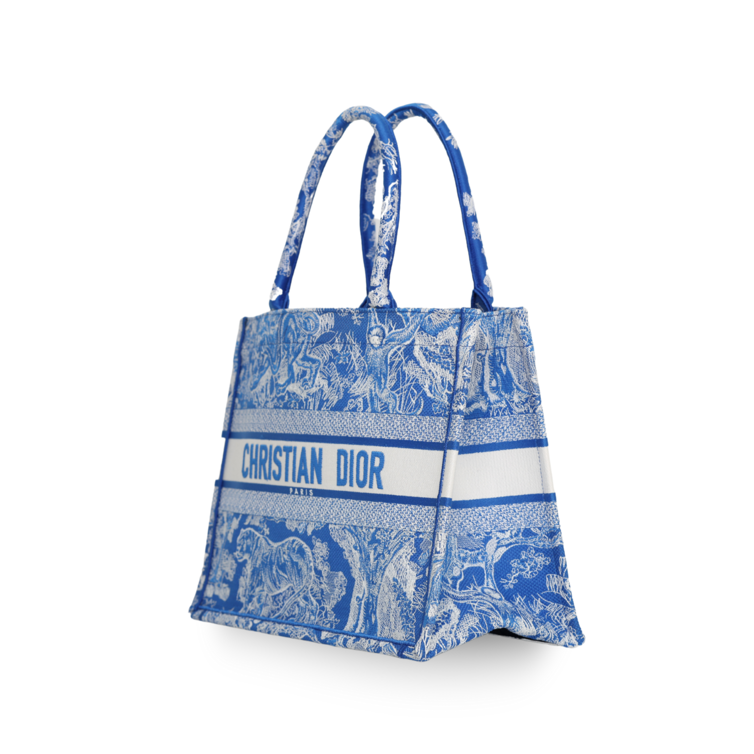 Dior - Medium Book Tote Embroidered Canvas Blue/White (Pre-Owned)