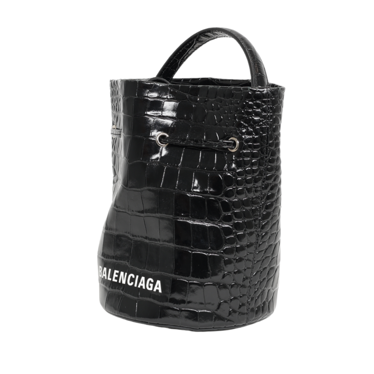 Balenciaga - Calfskin Logo Crocodile Embossed XS Everyday Bucket Bag (Pre-Owned)