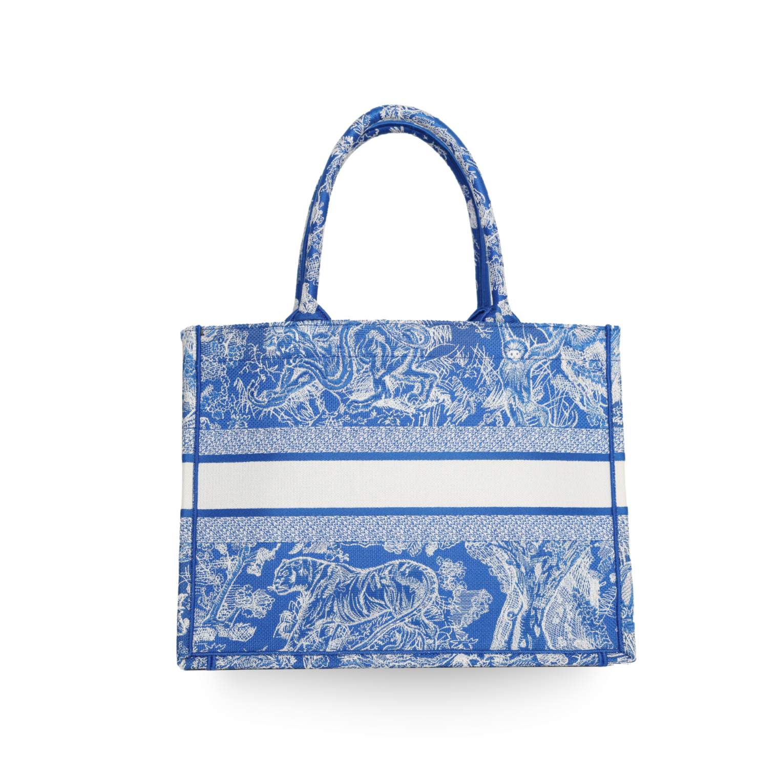 Dior - Medium Book Tote Embroidered Canvas Blue/White (Pre-Owned)