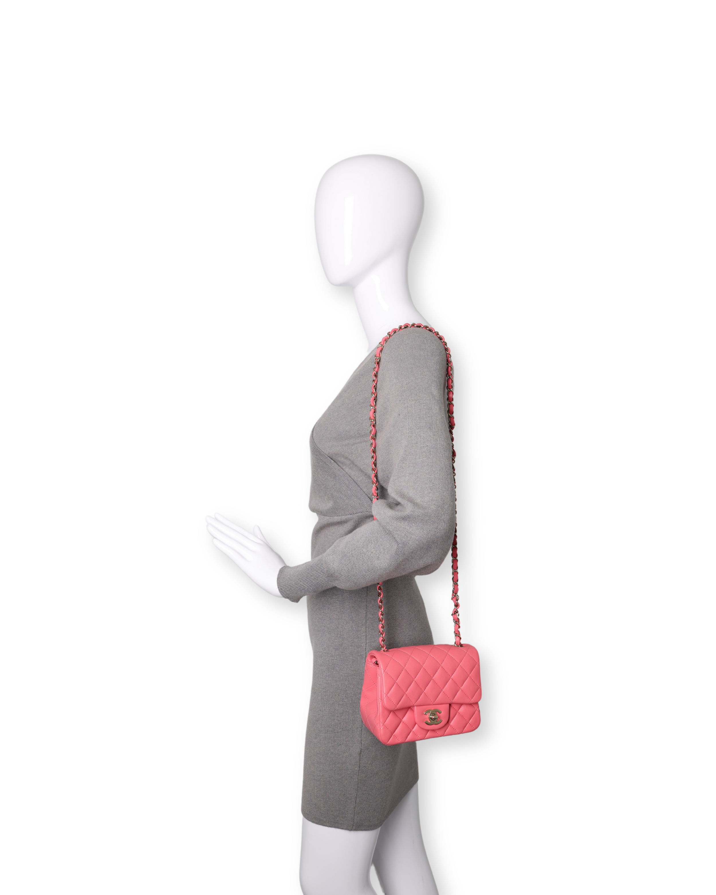 Chanel - Lambskin Quilted Mini Square Flap Pink (Pre-Owned)