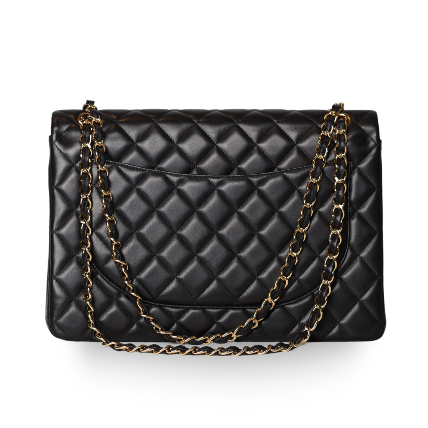 Chanel - Maxi Double Flap Bag Black Lambskin & Gold Hardware (Pre-Owned)