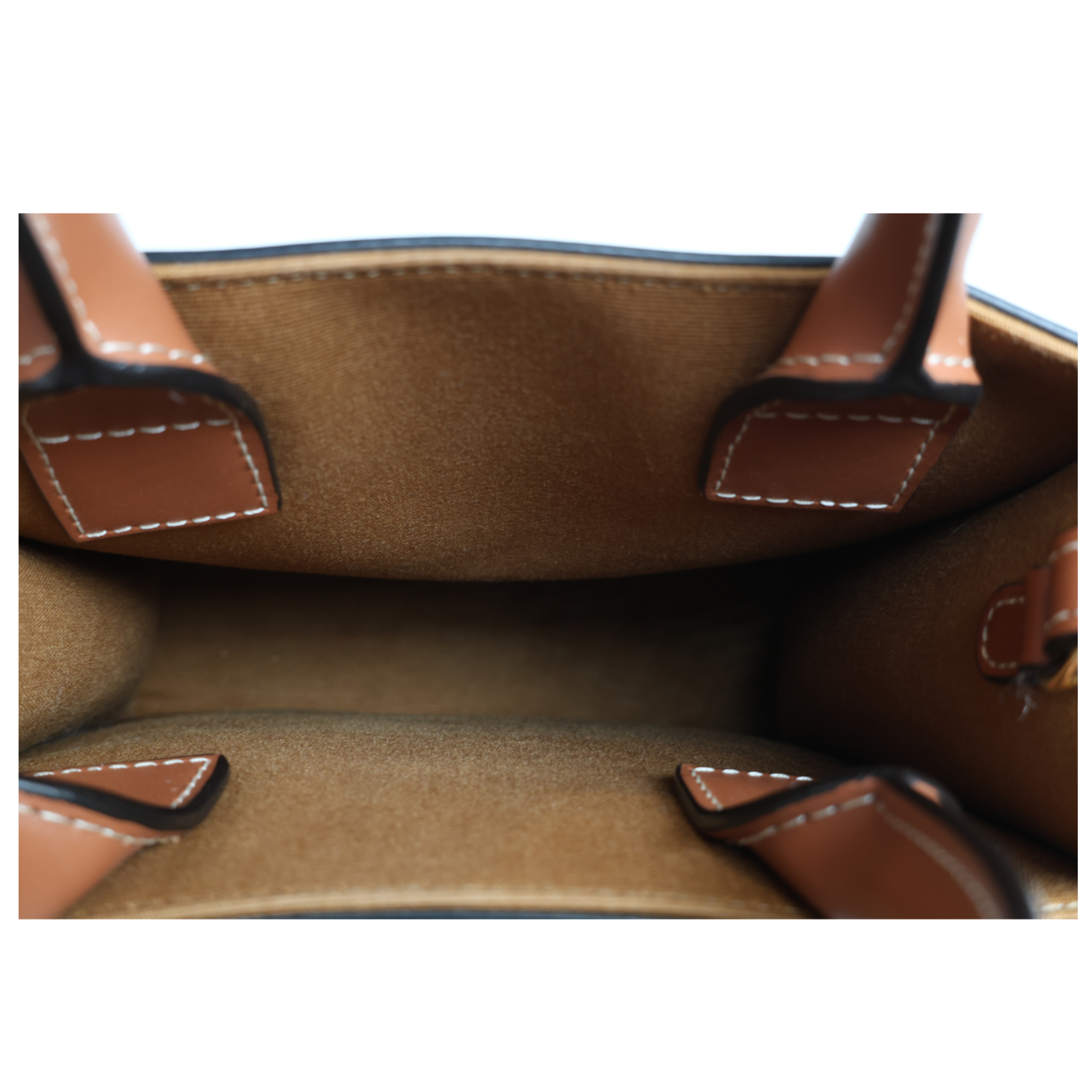 Celine - Triomphe Canvas Calfskin Mini Vertical Cabas Tan (Pre-Owned)