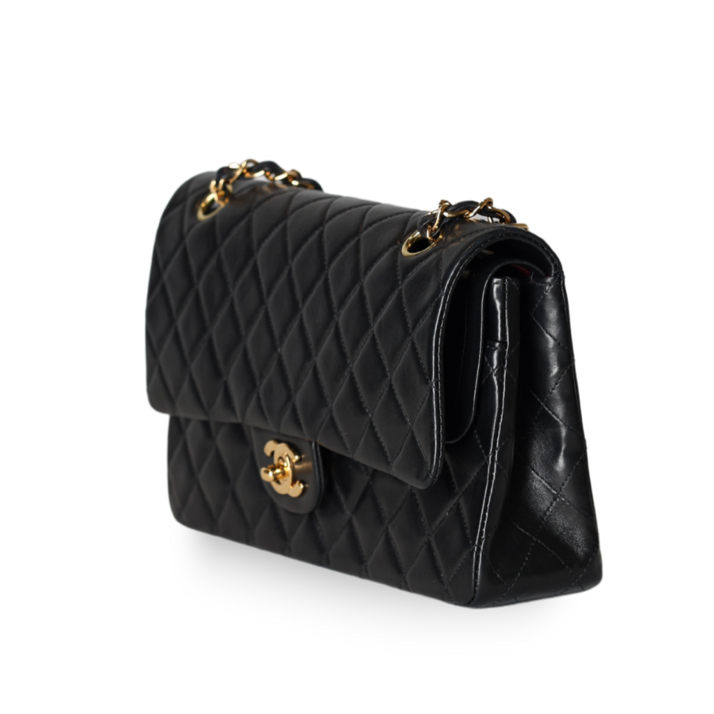 Chanel - Classic Medium Double Flap Bag Black Lambskin (Pre-Owned)