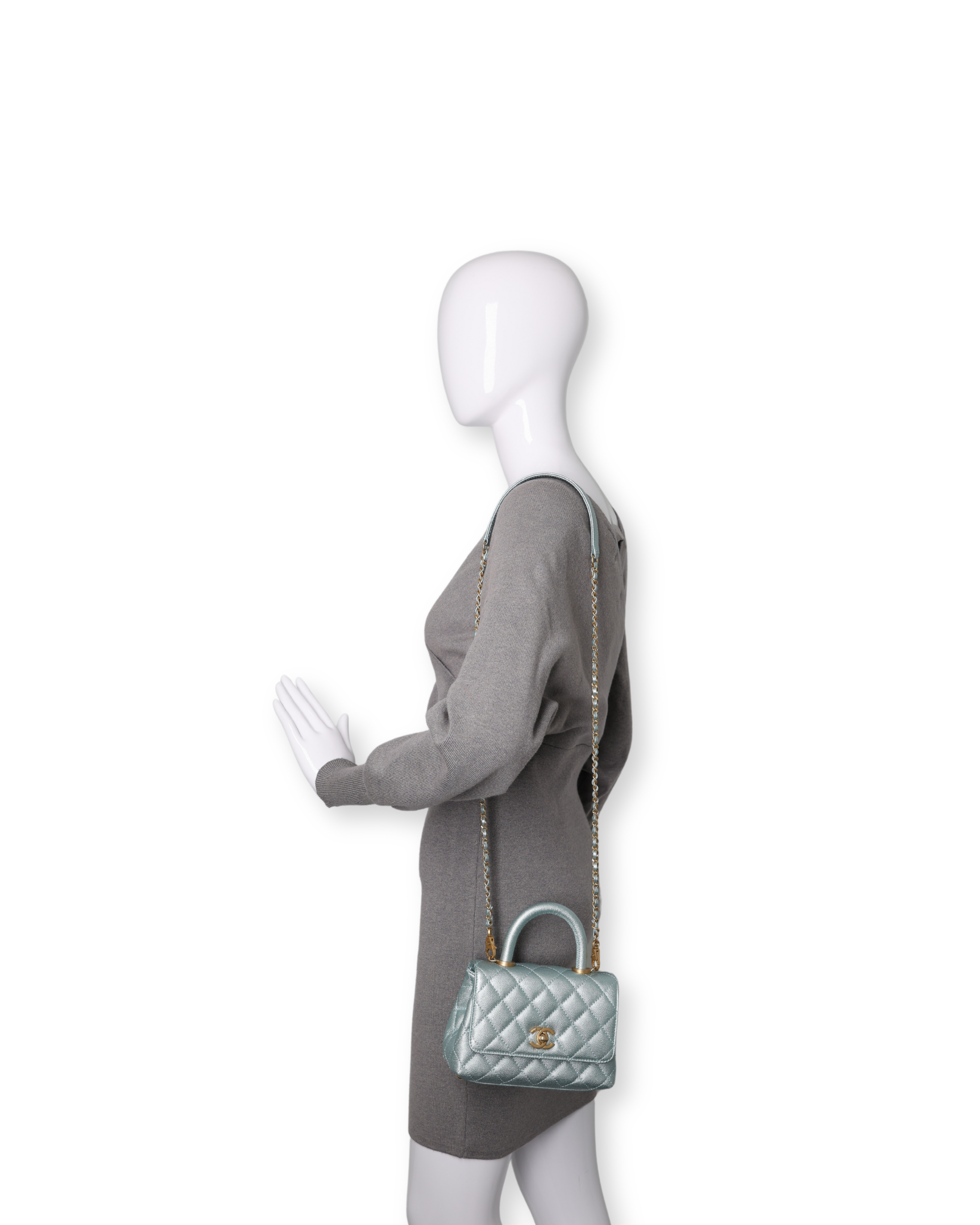 Chanel - Metallic Caviar Quilted Extra Mini Coco Handle (Pre-Owned)