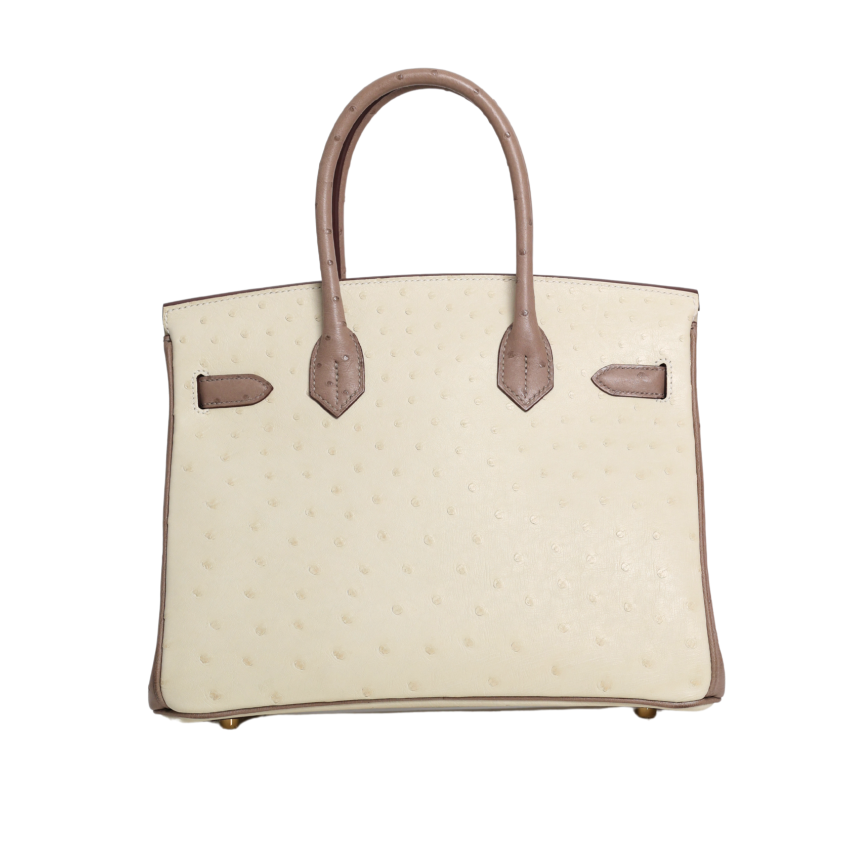 Hermes - 30cm Two Tone Beige/Brown Ostrich Birkin Gold Hardware (Brand New)