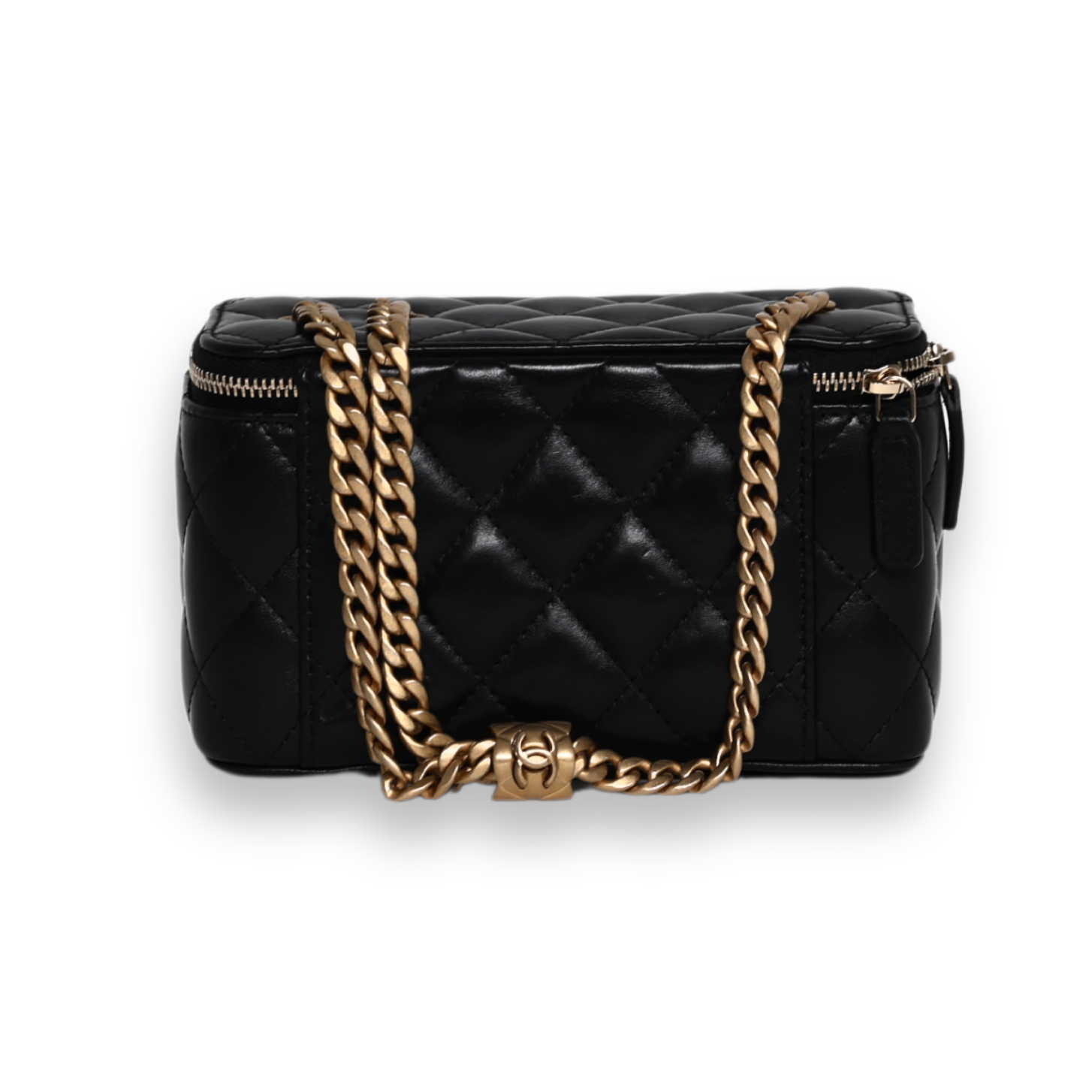 Chanel - Lambskin Enamel Pearl Quilted Small Vanity Case Chain Black (Pre-Owned)