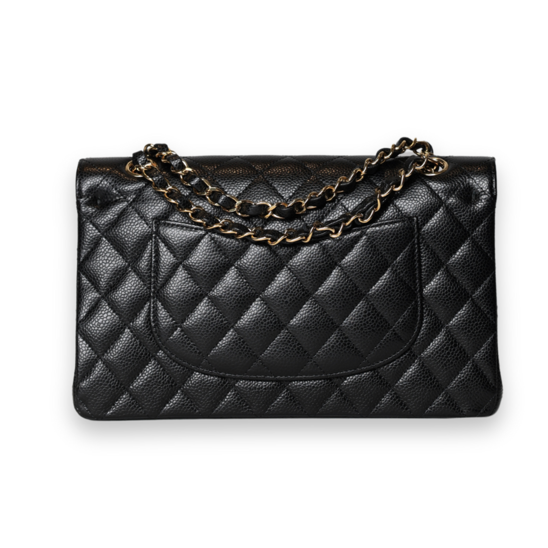 Chanel - Medium Double Flap Bag Black Caviar with Gold Hardware (Pre-Owned)