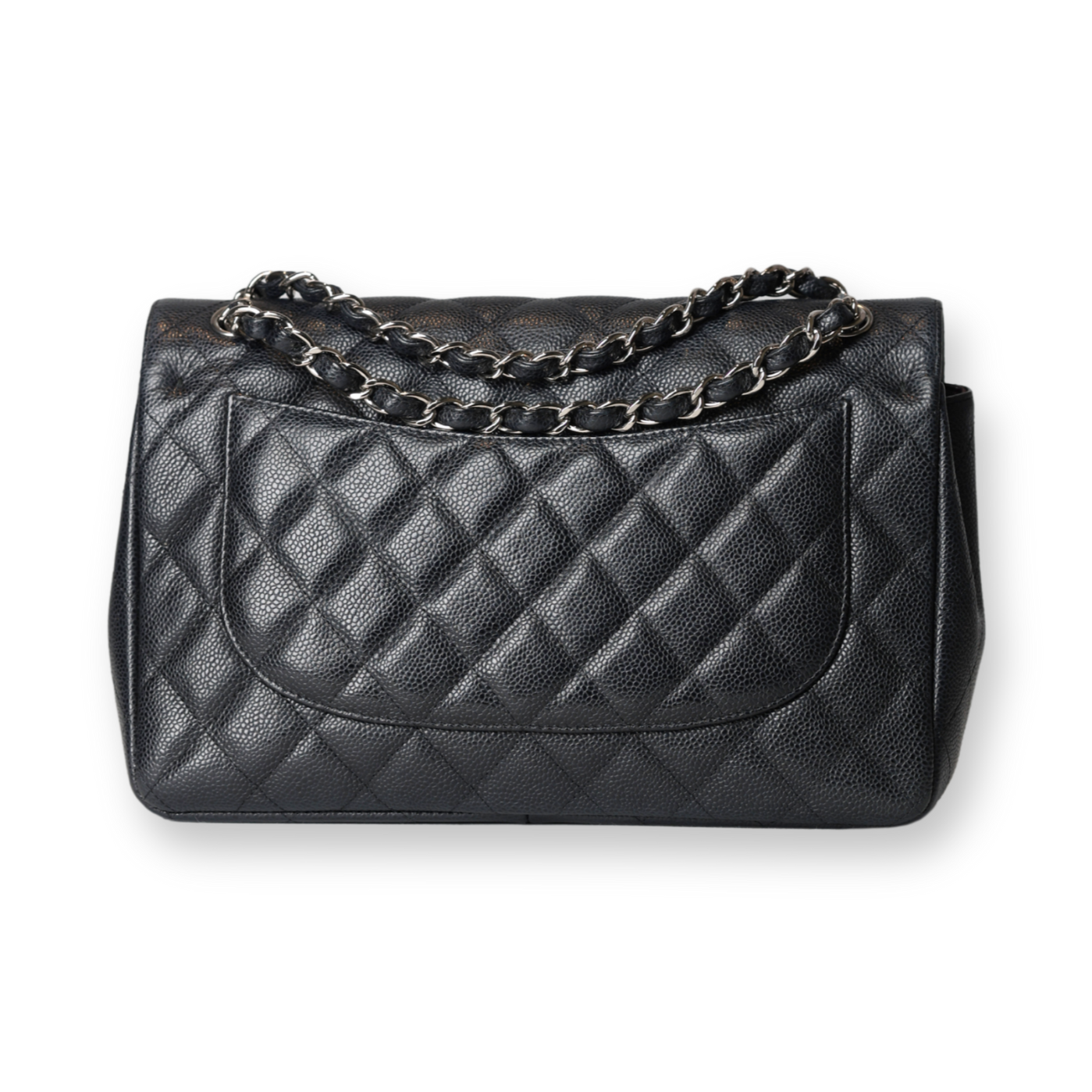 Chanel - Jumbo Caviar Double Flap Black/Silver (Pre-Owned)