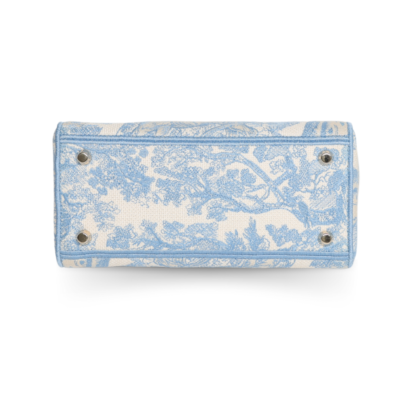 Dior - Canvas Toile De Jouy Embroidered Medium Lady D-Lite Blue (Pre-Owned)