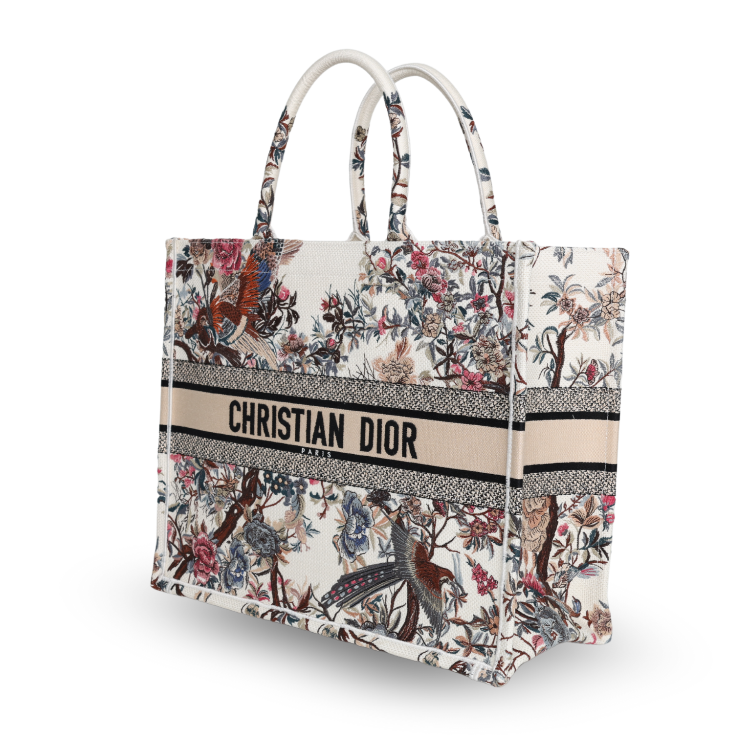 Dior - Canvas Medium Jardin D'Hiver Book Tote Latte Multicolor (Pre-Owned)