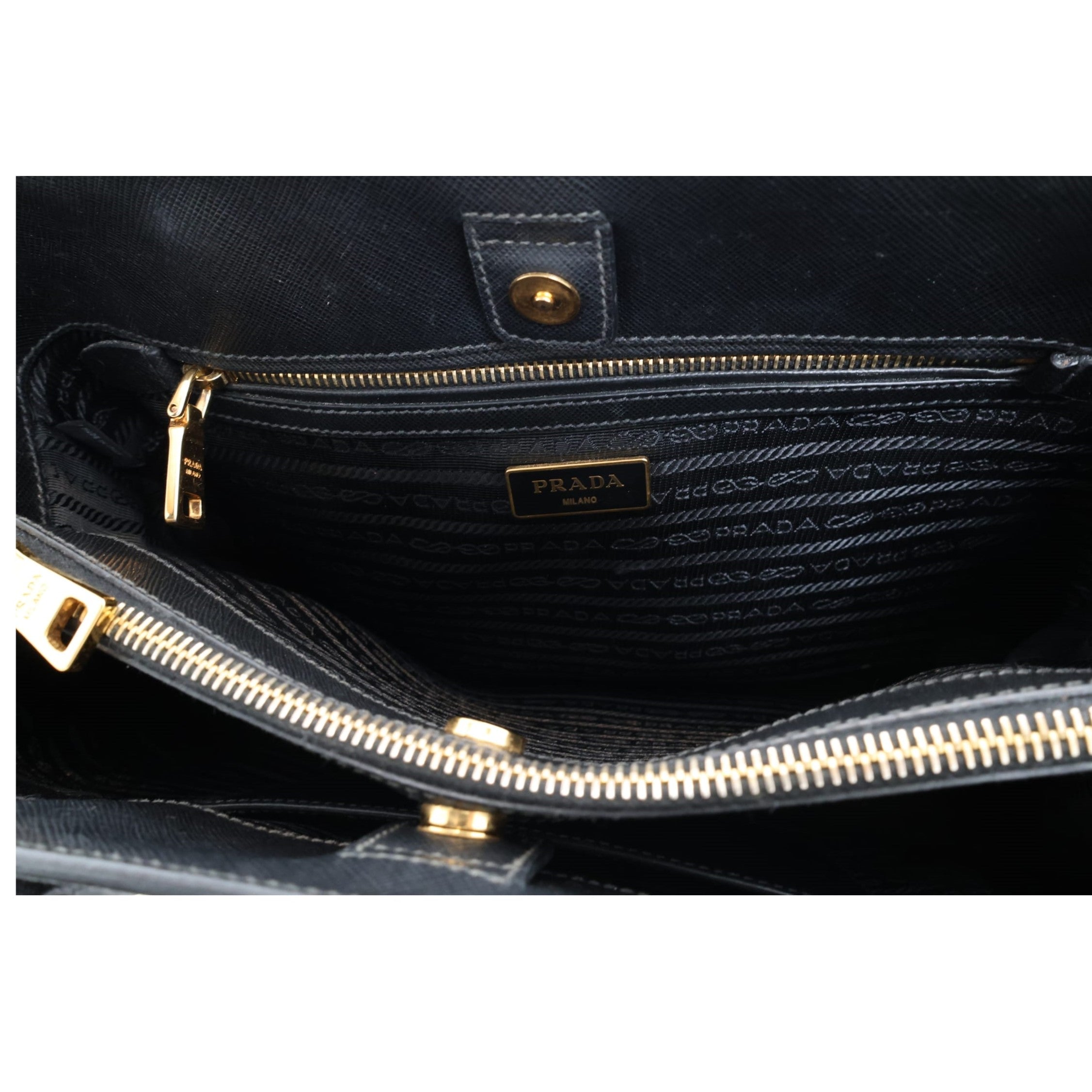 Prada - Saffiano Lux Double-Zip Tote Black (Pre-Owned)