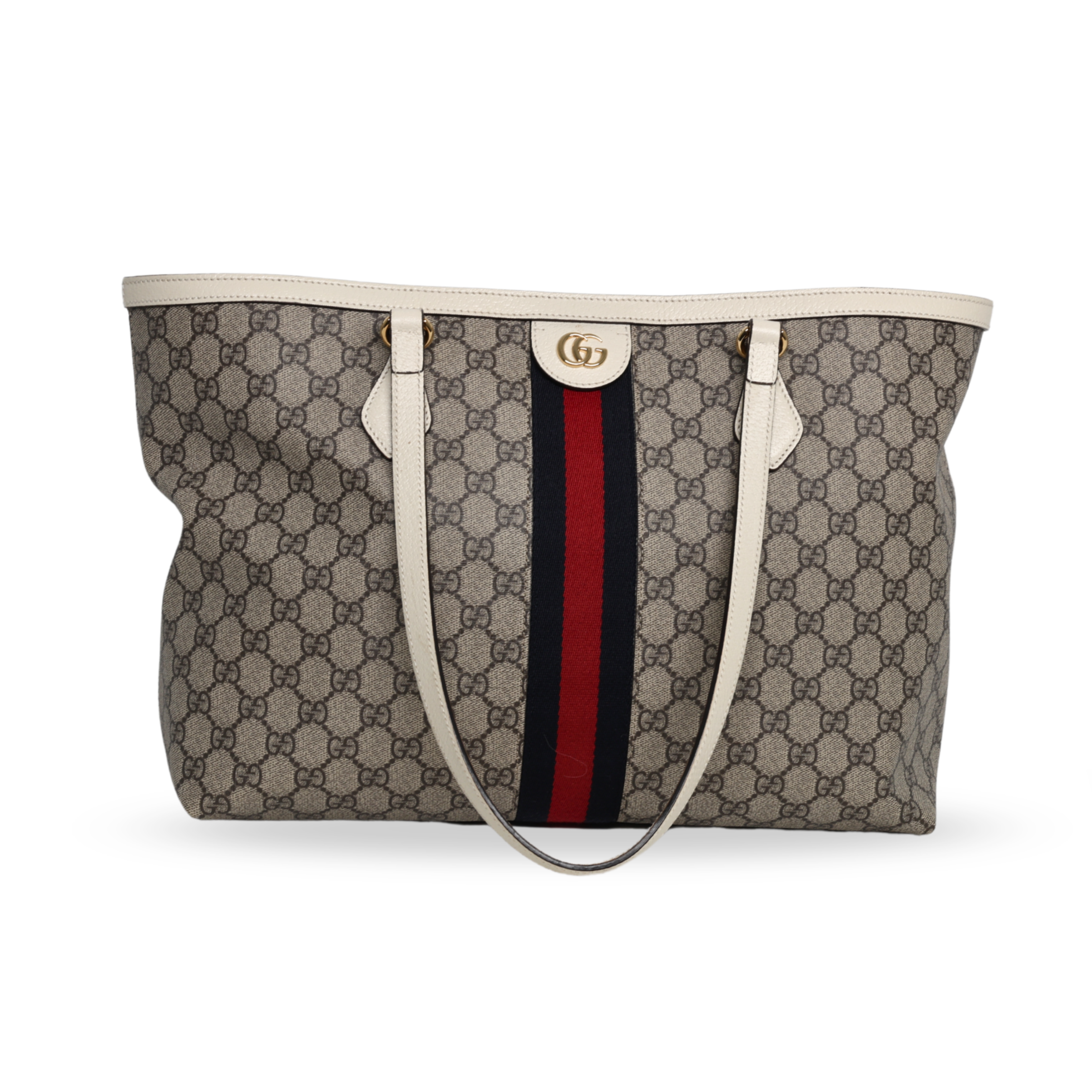 Gucci - GG Supreme Monogram Calfskin Medium Ophidia Beige/White (Pre-Owned)