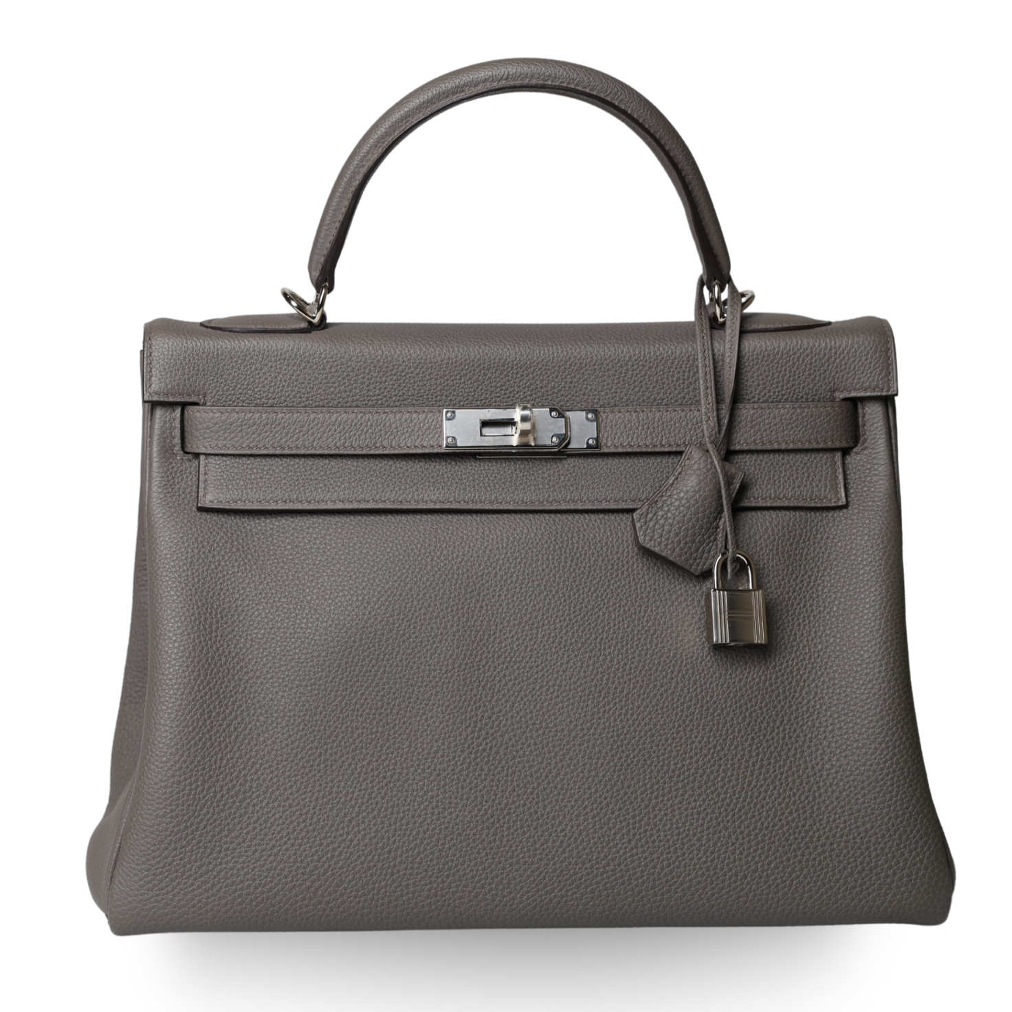 Hermes - Togo Calfskin Kelly II Retourne 32cm Grey Bag Palladium (Brand New)