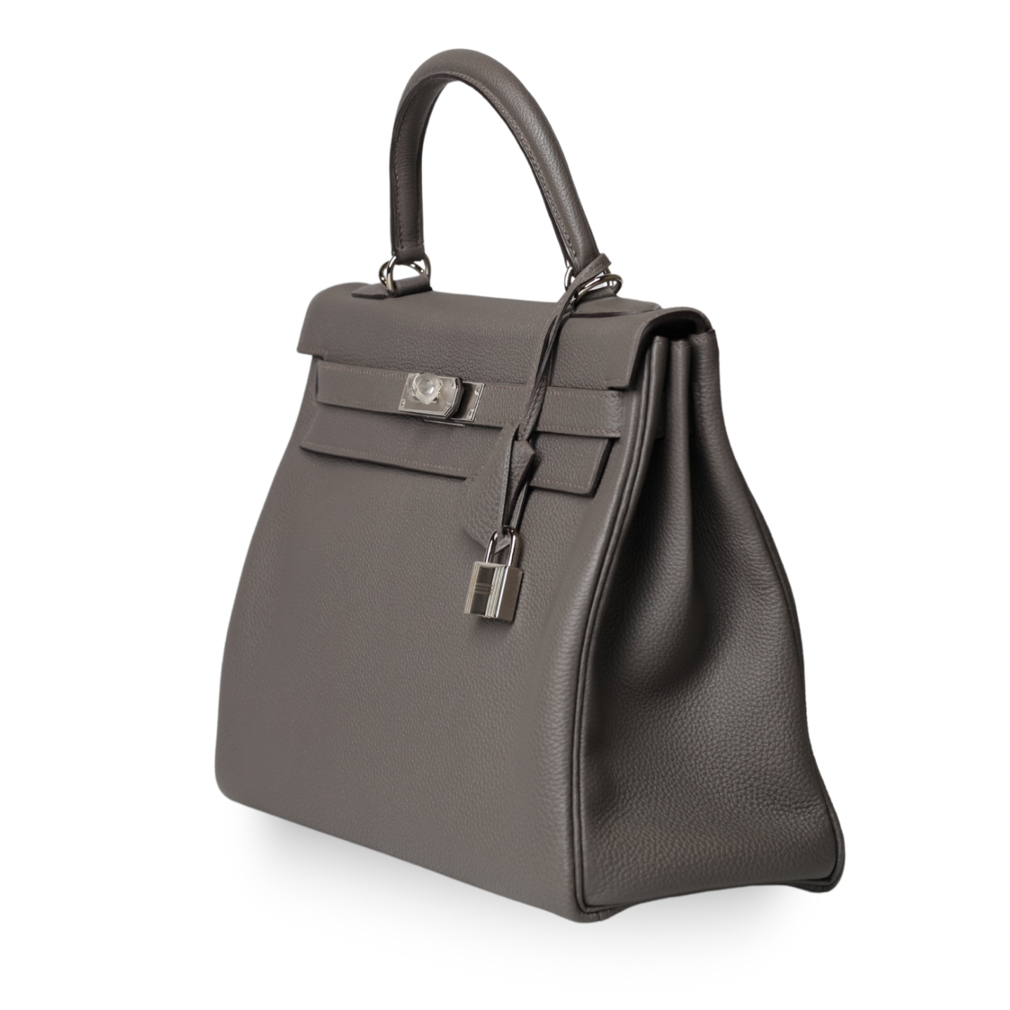 Hermes - Togo Calfskin Kelly II Retourne 32cm Grey Bag Palladium (Brand New)