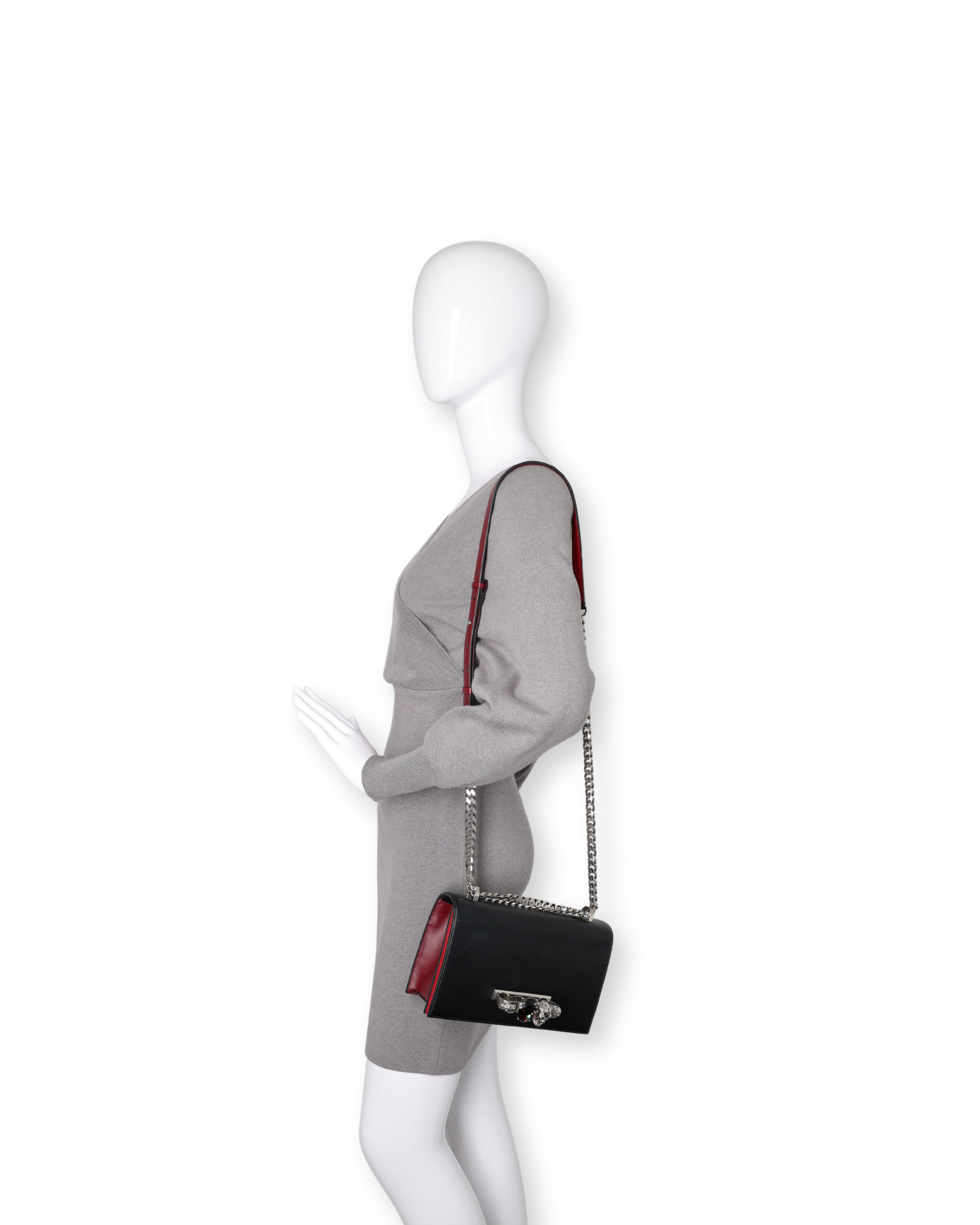 Alexander McQueen - Calfskin Knuckle Shoulder Bag Black