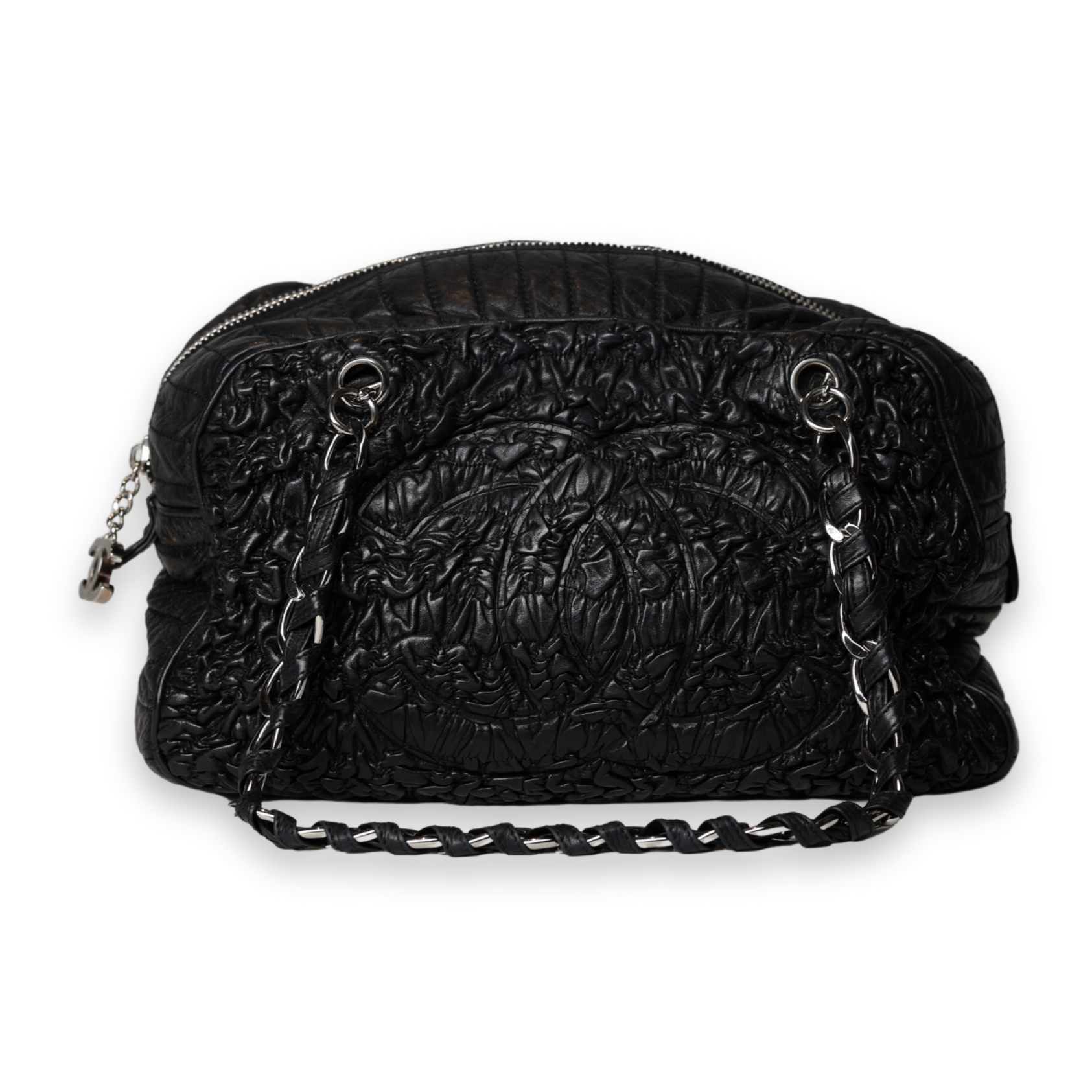 Chanel - Black Ruched Astrakhan Bowler Bag (Pre-Owned)