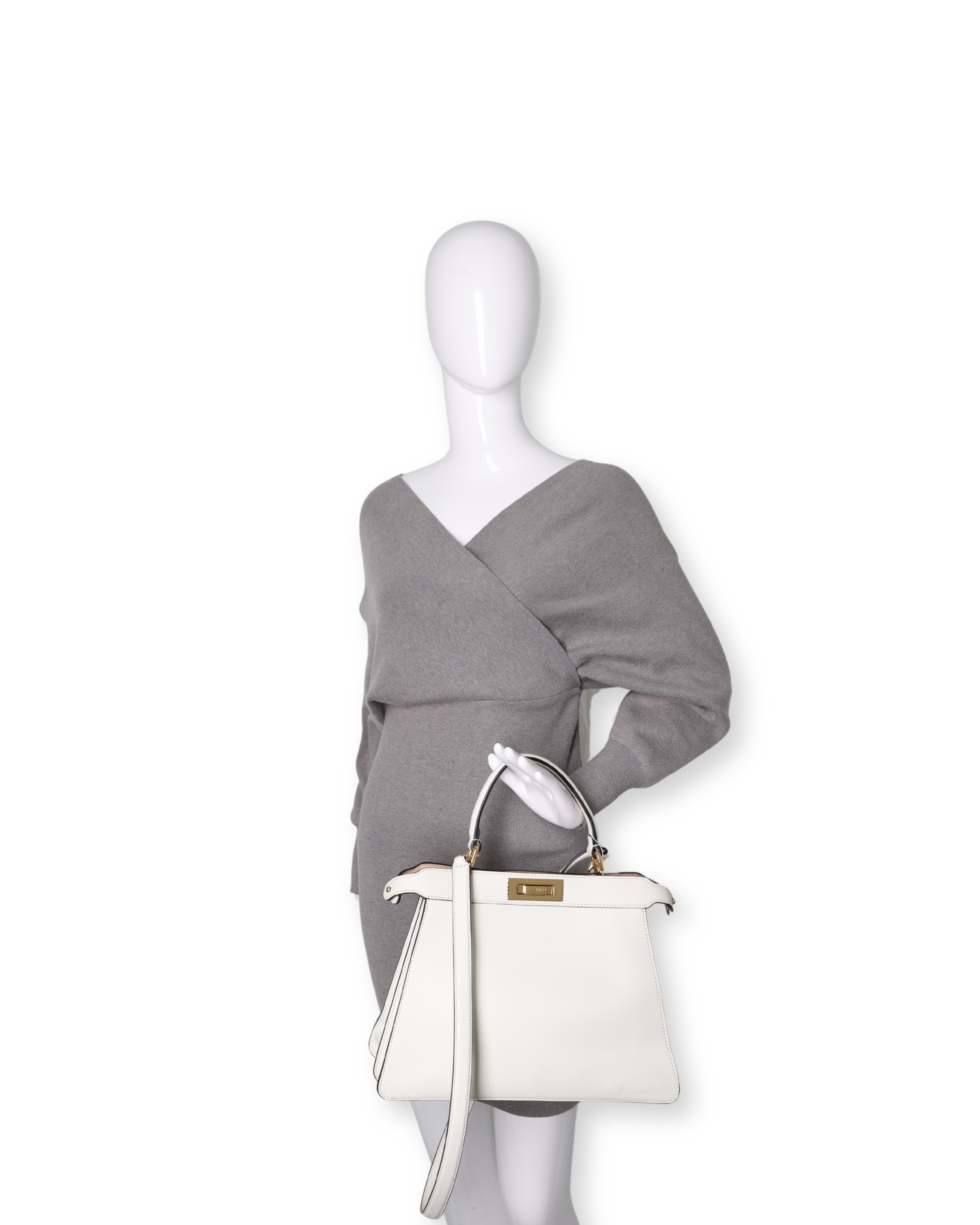 Fendi - Peekaboo ISeeU Small White Leather Bag (Pre-Owned)