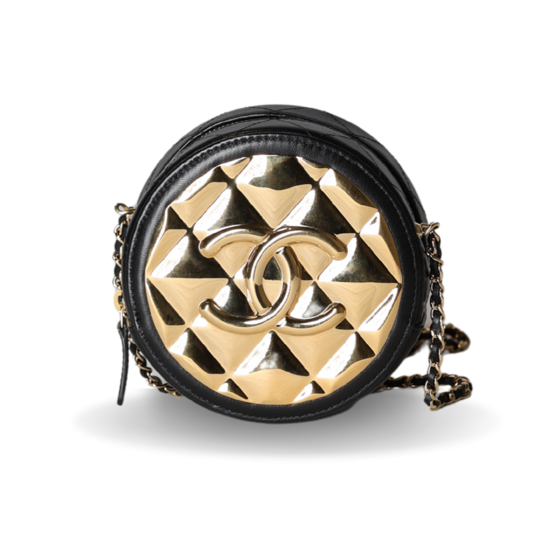 Chanel - Round Mini Coin Purse Metallic Gold Quilted Leather (Pre-Owned)