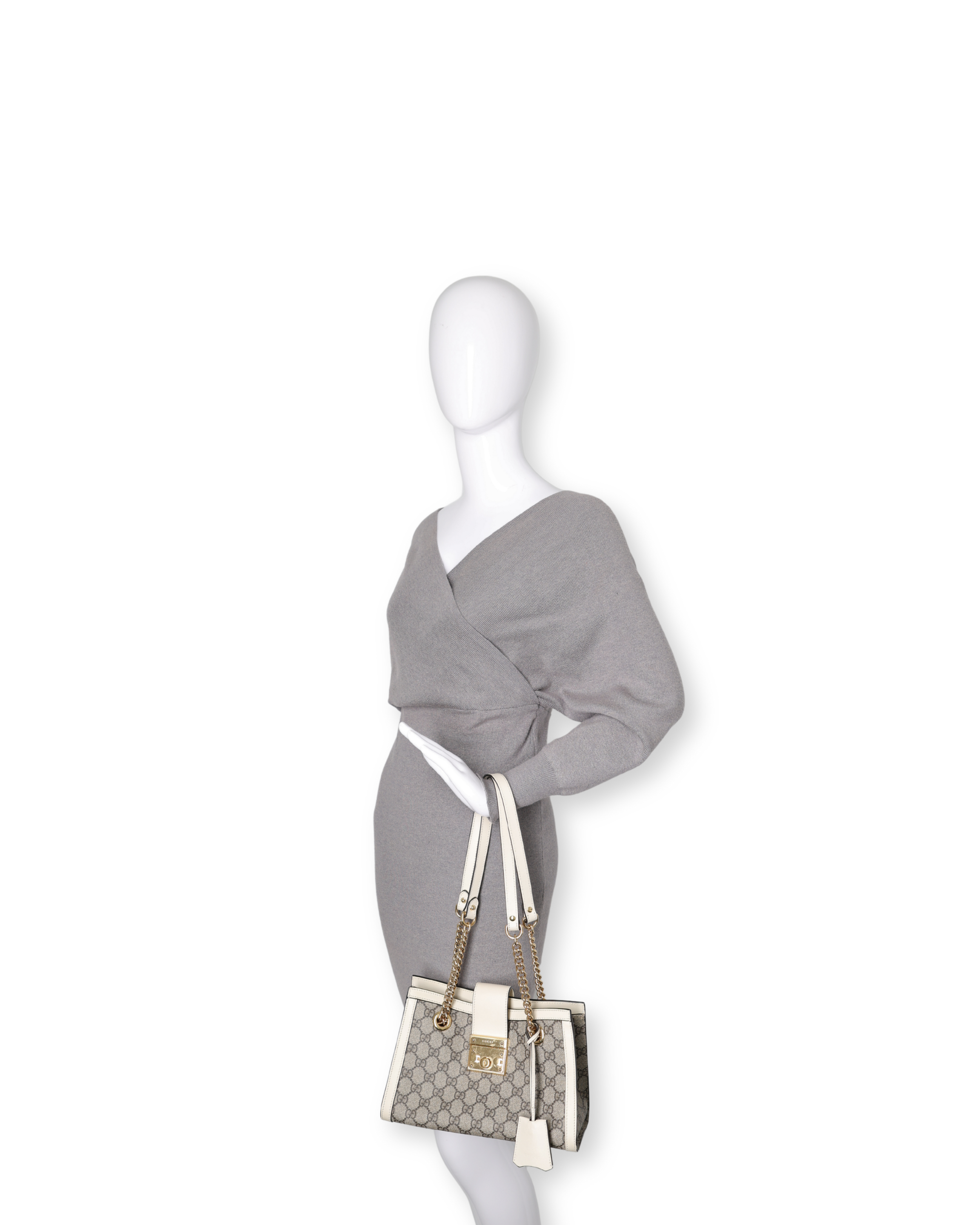 Gucci - GG Calfskin Small Padlock Tote Beige Ebony Mystic White (Pre-Owned)