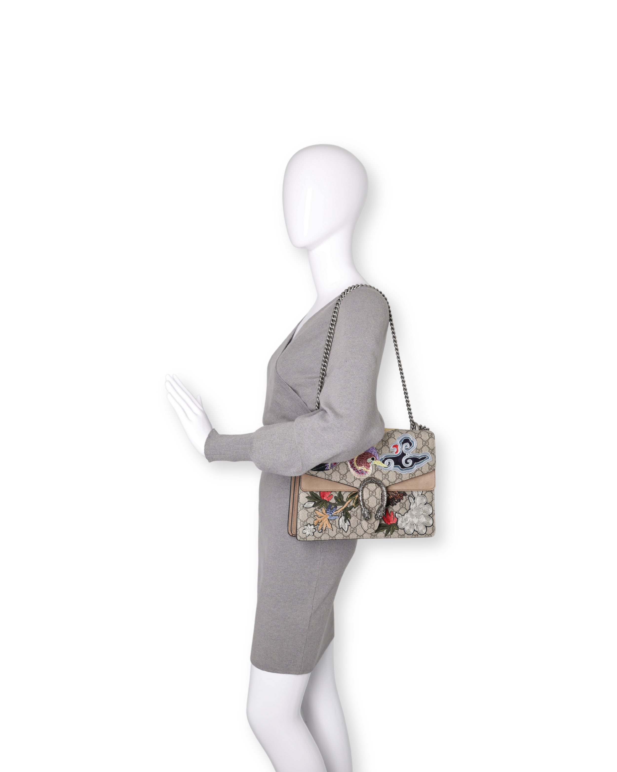 Gucci - GG Supreme Monogram Embroidered Medium Dionysus Taupe (Pre-Owned)