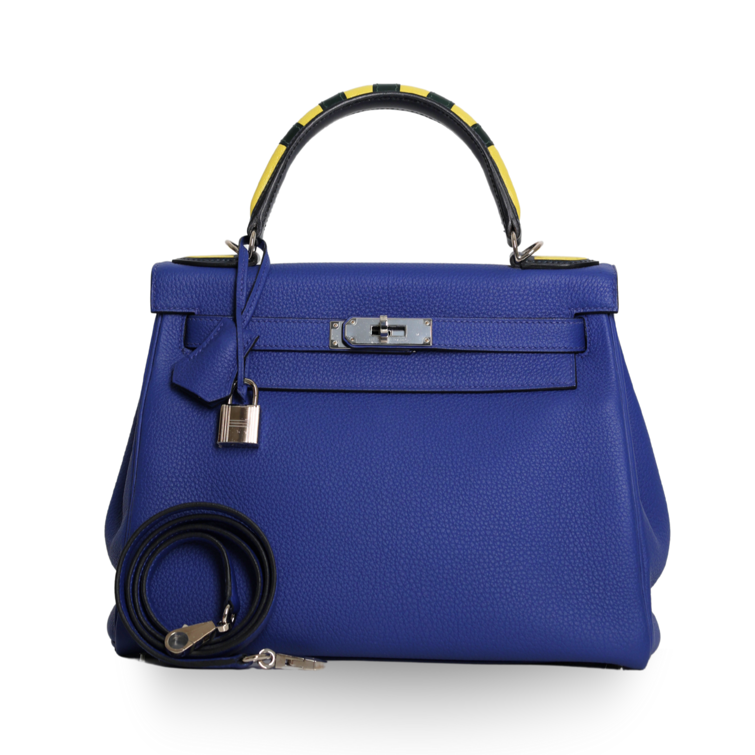 Hermes - 28cm Kelly Togo Blue Handbag Palladium Hardware (Pre-Owned)