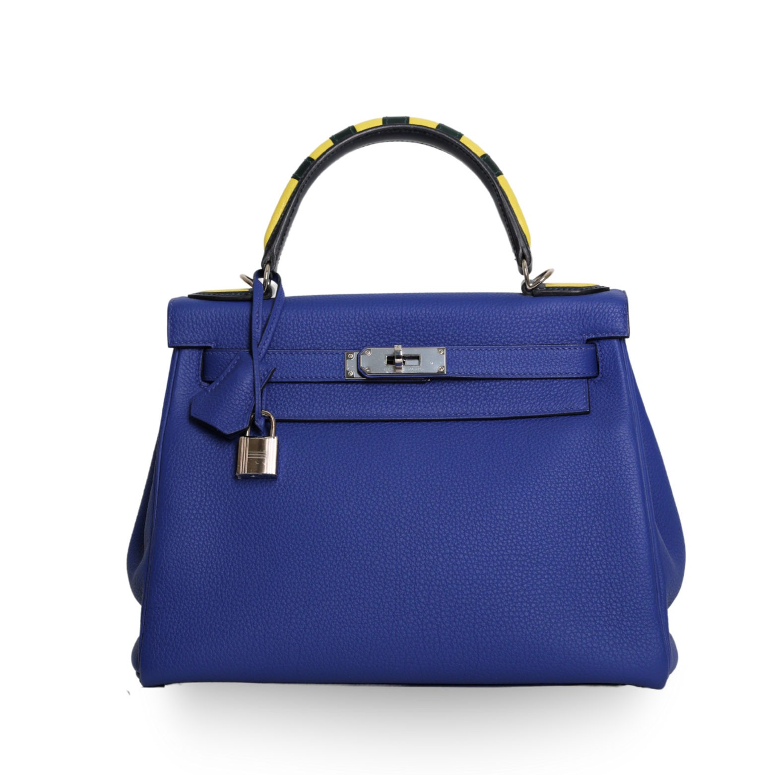 Hermes - 28cm Kelly Togo Blue Handbag Palladium Hardware (Pre-Owned)