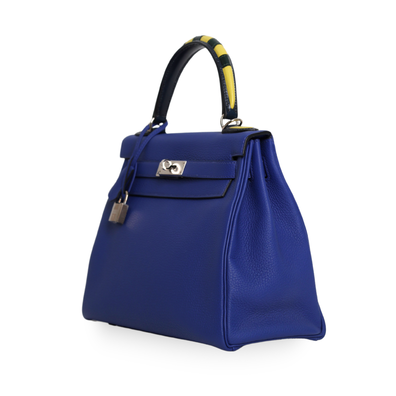 Hermes - 28cm Kelly Togo Blue Handbag Palladium Hardware (Pre-Owned)