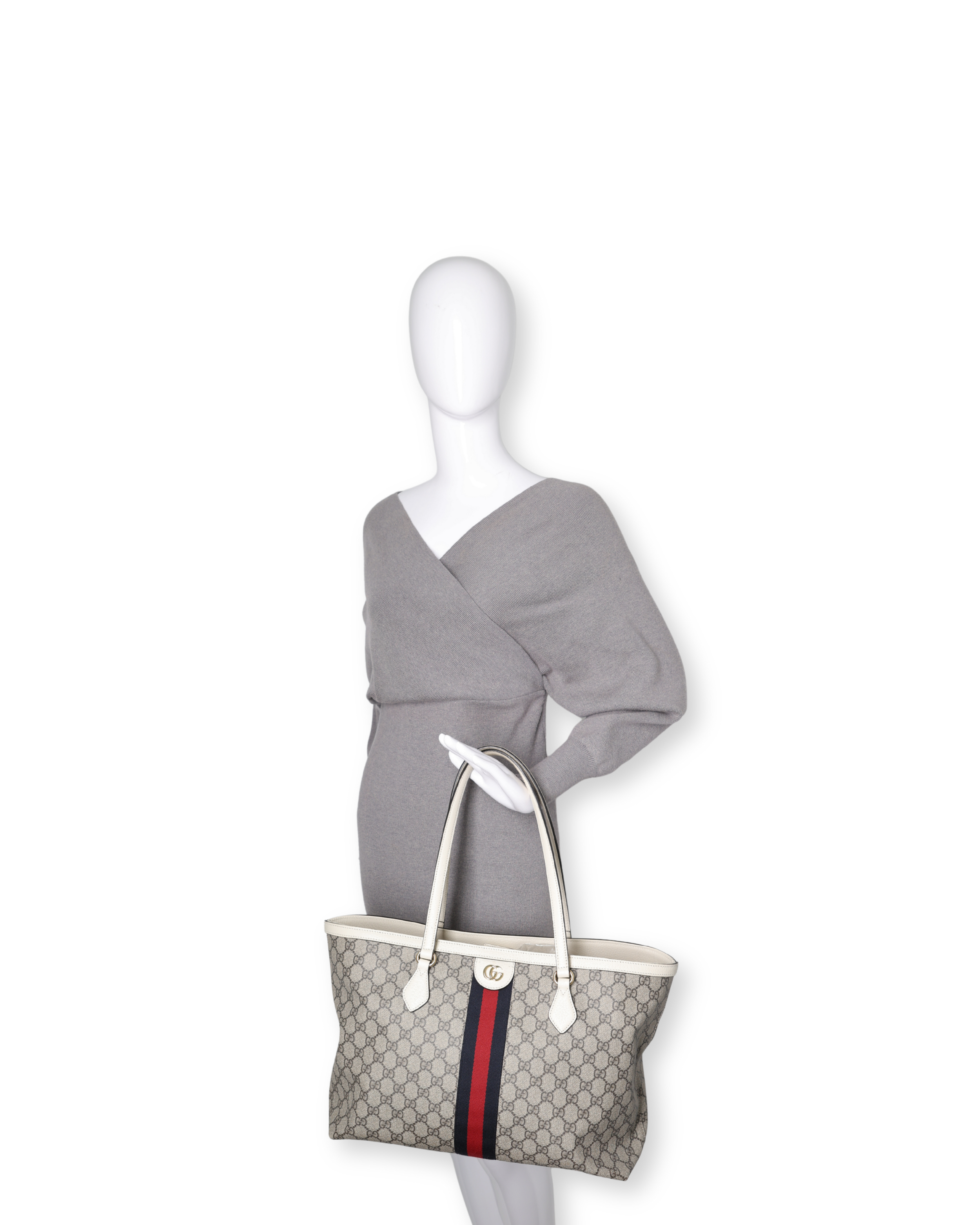 Gucci - GG Supreme Monogram Calfskin Medium Ophidia Beige/White (Pre-Owned)