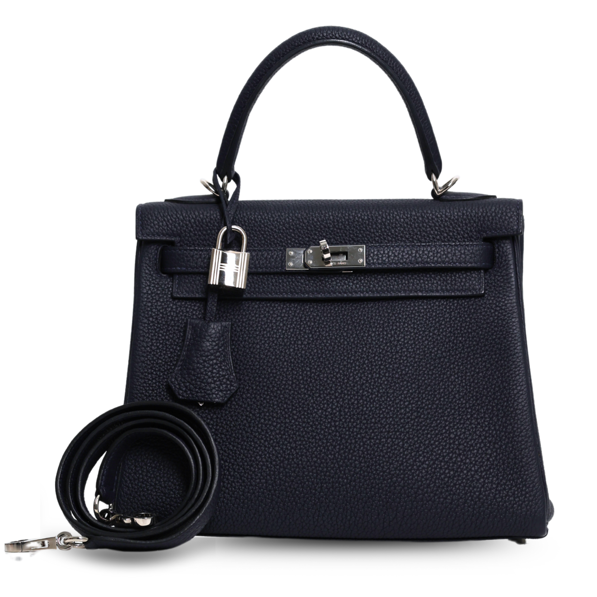 Hermes - Blue Nuit Sac Kelly II Retourne 25cm Veau Togo Palladium (Pre-Owned)