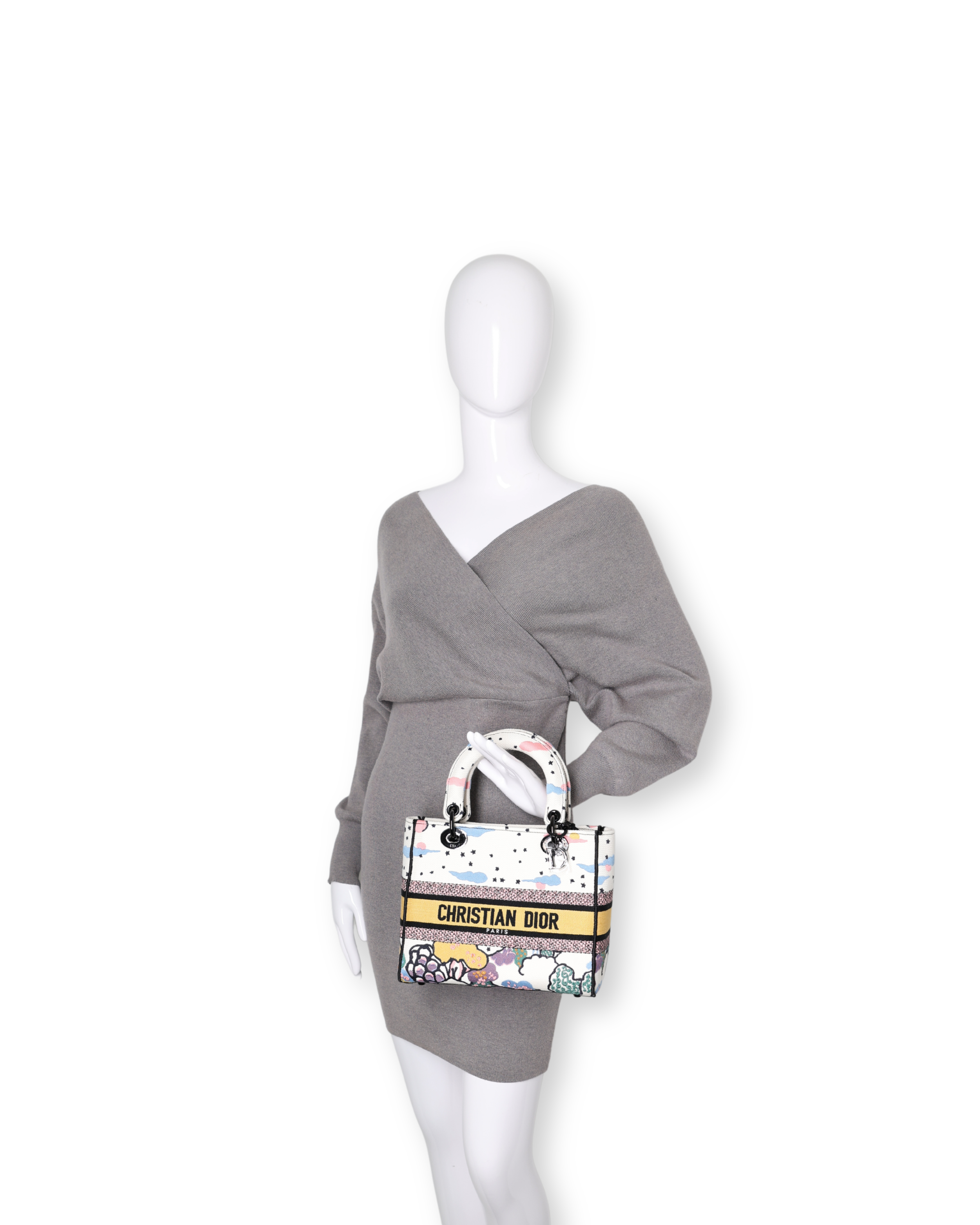 Dior - Canvas Ciel De Reve Small Book Tote Latte Multicolor (Pre-Owned)