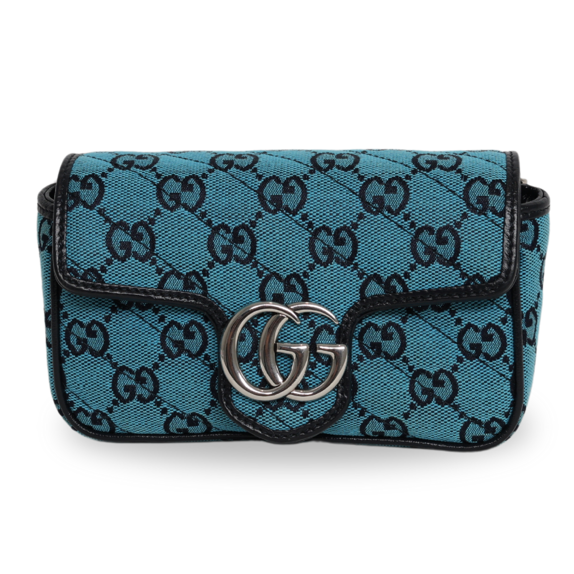 Gucci - Monogram Matelasse Diagonal Super Mini GG Marmont Light Blue (Pre-Owned)